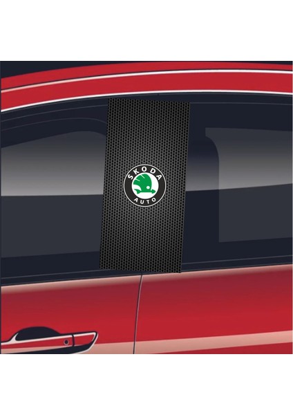 Araç Kapı Direği Kaplama Folyosu Uv Baskılı 2'Li Set 50X24 Cm Skoda