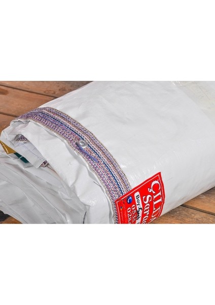 Çadır Branda 1,5 Metre Enli Su Geçirmez Beyaz Branda 165GR/M2 Şerit Kolonlu