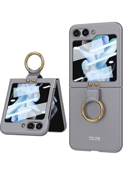 Samsung Galaxy Z Flip 5 Kılıf Kıpta Yüzüklü Flip Sert Kapak