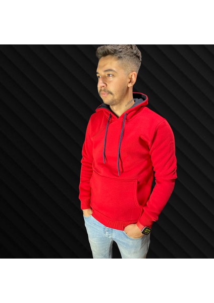 3 Iplik Şardonlu Kapüşonlu Kanguru Cepli Sweatshirt fırsatları