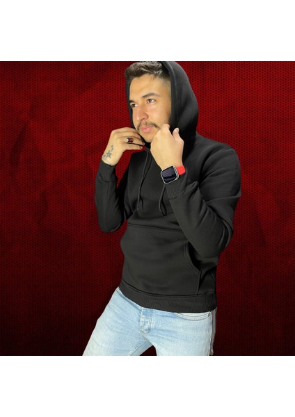 3 Iplik Şardonlu Kapüşonlu Kanguru Cepli Sweatshirt fiyatları