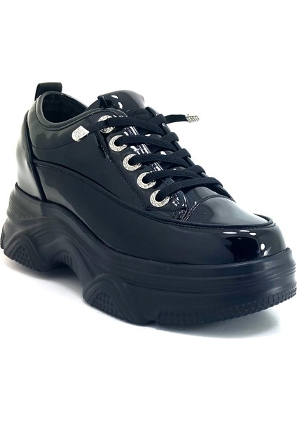 372 24KA Kadın Sneaker Günlük Ayakkabı Siyah Rugan