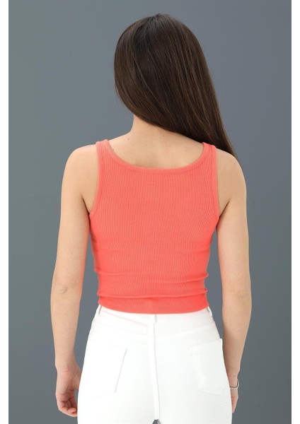 Atlet Önü Büzgülü Crop - Oranj