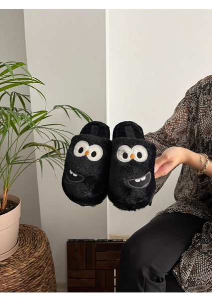 Erkek , Kadın Ev Terliği Gülen Komik Yüz Sessiz Tabanlı Peluş Pofuduk Ev Terliği Çeyiz Bohça Terliği modelleri