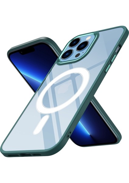 Apple iPhone 12 Pro Kılıf Wireless Şarj Özellikli Krom Magsafe Silikon Kapak