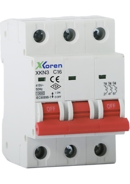 3 x 16A 10KA Grup Sigorta Xkoren KNB10-63-3C16 Eski Seri