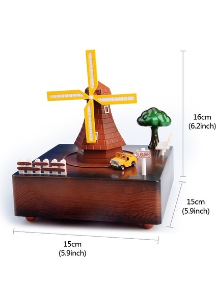 Değirmen Etrafında Dönen Araba Müzik Kutusu