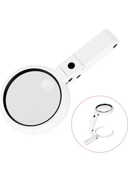 USB Şarj Edilebilir Katlanabilir 3.5-10 x Büyüteç 8 Ledli Masa ve Eliçin Taşınabilir Büyüteç FS90RC