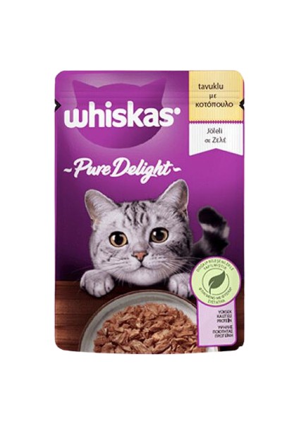 Whiskas Pouch Pure Delight Jöle Içinde Tavuklu Yetişkin Kedi Konservesi 85GR - Kotyora