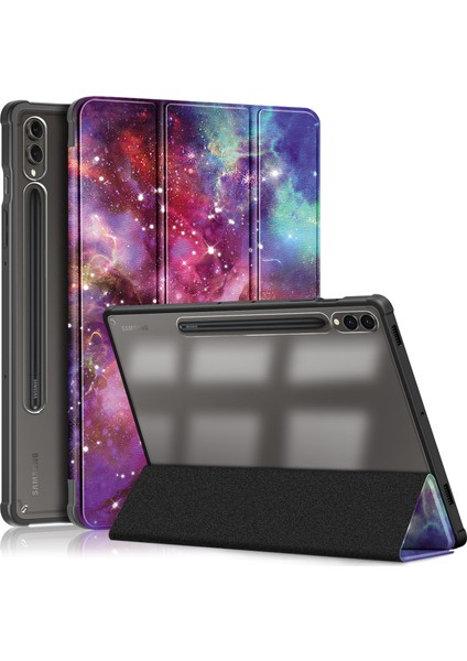 Seashell Digital Samsung Galaxy Tab S9+ Için Darbeye Dayanıklı Tablet Kılıfı (SM-X810/SM-X816B/SM-X818U) Üç Katlı Stand-Galaxy ile Tablet Kılıfı Tpu+Akrilik+Pu Deri Kapak (Yurt Dışından)