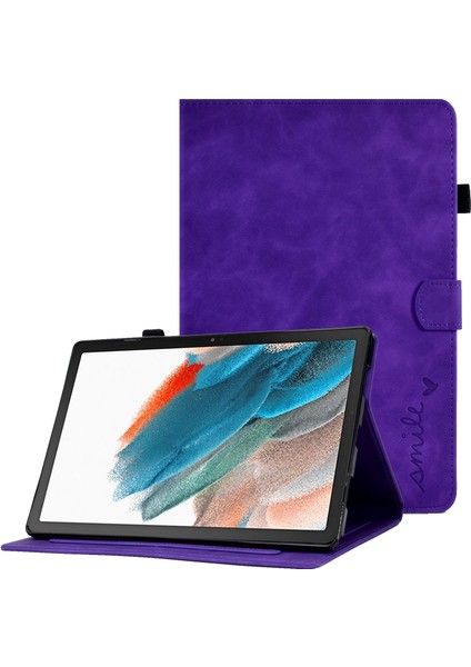 Samsung Galaxy Tab A8 10.5 Baskılı Pu Deri Çevirme Katlanır Stand Kart Yuvaları Kalem Tutucu Tablet Kılıfı (Yurt Dışından)