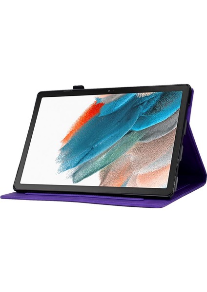 Samsung Galaxy Tab A8 10.5 Baskılı Pu Deri Çevirme Katlanır Stand Kart Yuvaları Kalem Tutucu Tablet Kılıfı (Yurt Dışından)