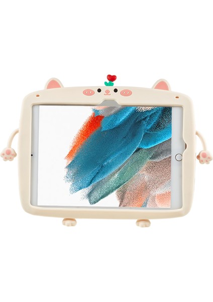 Samsung Galaxy Tab A8 10.5 (2021) X200 X205 (2022) 360 Derece Döndürme Tekme Standı Kedi Tarzı Silikon Tablet Kılıfı (Yurt Dışından)
