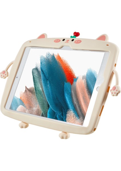 Samsung Galaxy Tab A8 10.5 (2021) X200 X205 (2022) 360 Derece Döndürme Tekme Standı Kedi Tarzı Silikon Tablet Kılıfı (Yurt Dışından)