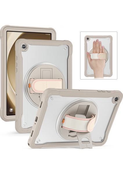 Samsung Galaxy Tab A9 Pc Tpu Döner El Kayışı Haki Tablet Kılıfı (Yurt Dışından)
