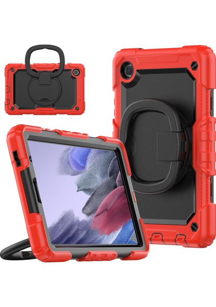 Samsung Galaxy Tab A7 Lite Düşmeye Dayanıklı 360 Derece Dönen Tekme Standı Pc Omuz Askılı Silikon Tablet Kılıfı (Yurt Dışından)