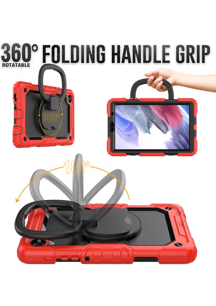 Samsung Galaxy Tab A7 Lite Düşmeye Dayanıklı 360 Derece Dönen Tekme Standı Pc Omuz Askılı Silikon Tablet Kılıfı (Yurt Dışından) modelleri