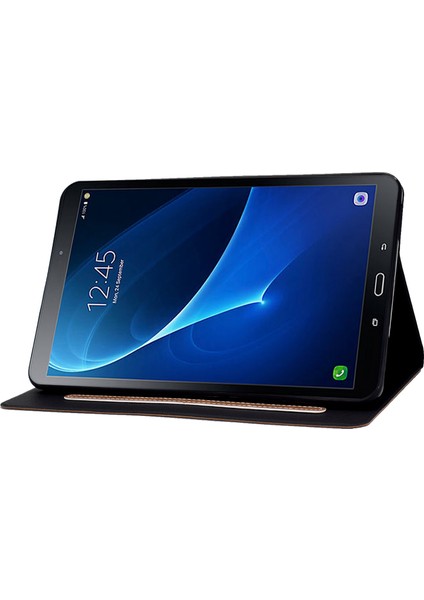 Samsung Galaxy Tab A 10.1(T580 T585) Buzağı Dokulu Pu Deri Düz ​​ Kart Tutuculu Katlanabilir Stand Tablet Kılıfı (Yurt Dışından)