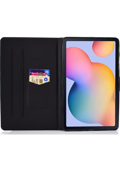 Samsung Galaxy Tab S6 Lite (2024 2022 (2020) Pu Deri Kitap Folyosu Desen Baskı Standı Melek Kedi Tablet Kılıfı (Yurt Dışından)