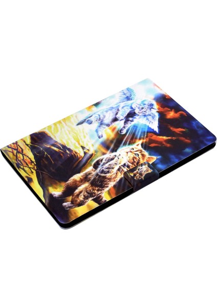 Samsung Galaxy Tab S6 Lite (2024 2022 (2020) Pu Deri Kitap Folyosu Desen Baskı Standı Melek Kedi Tablet Kılıfı (Yurt Dışından)