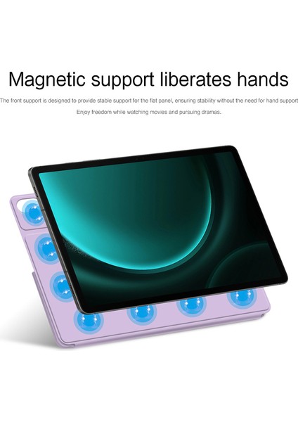 Samsung Galaxy Tab S9 Fe Manyetik Pu Deri Pc Çizilmez V Katlama Standı Tablet Kılıfı (Yurt Dışından)