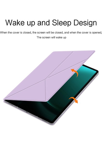 Samsung Galaxy Tab S9 Fe Manyetik Pu Deri Pc Çizilmez V Katlama Standı Tablet Kılıfı (Yurt Dışından)