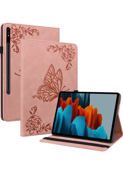 Samsung Galaxy Tab S8 Koruyucu Çevirin Çiçek Baskılı Kart Tutucu Yuvası Deri Stand Tablet Kılıfı (Yurt Dışından)