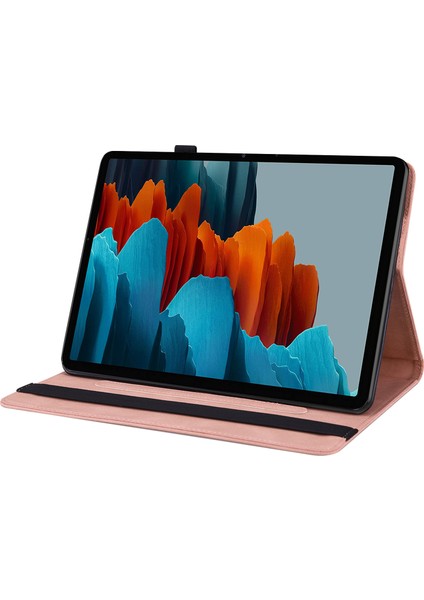 Samsung Galaxy Tab S8 Koruyucu Çevirin Çiçek Baskılı Kart Tutucu Yuvası Deri Stand Tablet Kılıfı (Yurt Dışından)