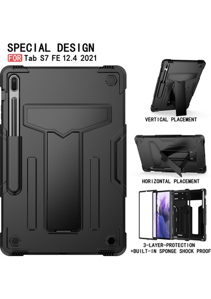 Katlanabilir T Şekilli Tekme Standı Pc Silikon Koruyucu Samsung Galaxy Tab S7 Fe Tablet Kılıfı (Yurt Dışından) fiyatları