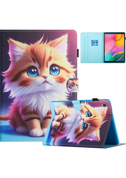 Samsung Galaxy Tab S6 Lite (2024 2022 (2020) SM P610 P615 Deri Kart Yuvaları Standı Cat Tablet Kılıfı (Yurt Dışından)