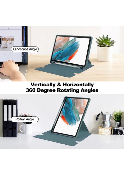 Samsung Galaxy Tab A9 360 Derece Dönen Stand Pu Akrilik (Klavyesiz) Tablet Kılıfı (Yurt Dışından)