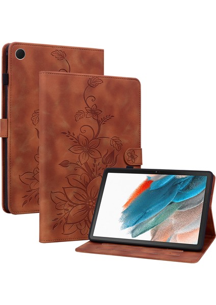 Samsung Galaxy Tab A8 10.5 (2021) Çizilmez Baskı Pu Deri Flip Kart Yuvaları Tablet Kılıfı (Yurt Dışından)