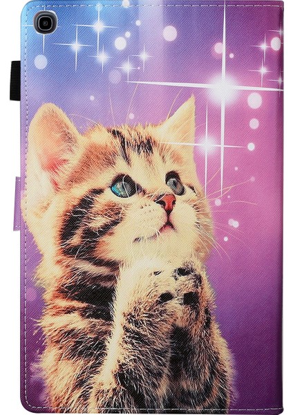 Desen Baskı Kartı Tutucu Standı Tpu Pu Deri Samsung Galaxy Tab A7 10.4 (2020 2022) T500 CAT Tablet Kılıfı (Yurt Dışından)
