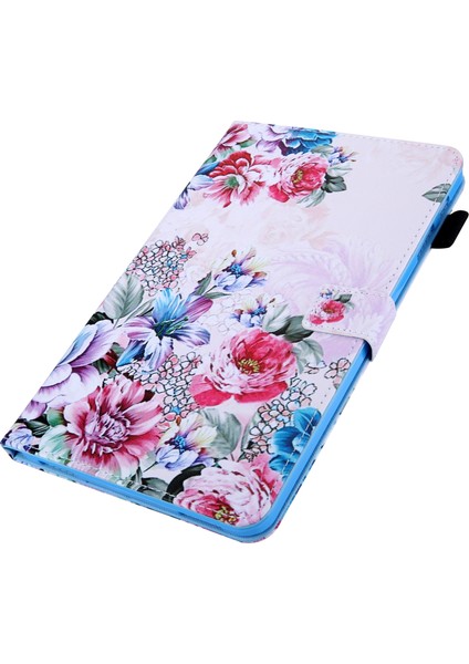 Desen Baskı Standı Deri Samsung Galaxy Tab S5E SM T720 SM T725 FLOWERS Tablet Kılıfı (Yurt Dışından)