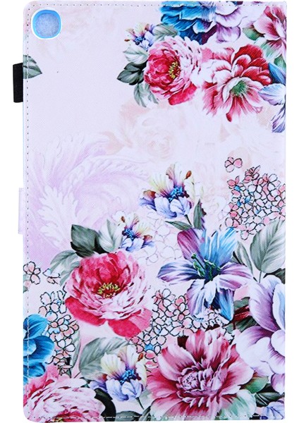 Desen Baskı Standı Deri Samsung Galaxy Tab S5E SM T720 SM T725 FLOWERS Tablet Kılıfı (Yurt Dışından)