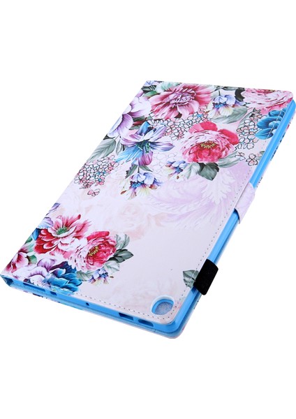 Desen Baskı Standı Deri Samsung Galaxy Tab S5E SM T720 SM T725 FLOWERS Tablet Kılıfı (Yurt Dışından)