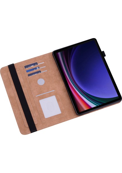 Samsung Galaxy Tab S9 s9 Fe Pu Standı Hattı Kart Yuvaları Baskılı Koruyucu Tablet Kılıfı (Yurt Dışından)