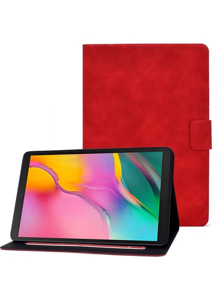 Samsung Galaxy Tab A 10.1 (2019) T510 T515 Sığır Derisi Doku Pu Deri Kart Tutucu Katlanabilir Stand Tablet Kılıfı (Yurt Dışından)