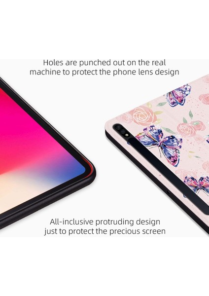 Samsung Galaxy Tab S7 tab S8 Folyo Çevirin Baskılı Pu Deri Otomatik Uyandırma uyku Standı Parlak Tablet Kılıfı (Yurt Dışından)