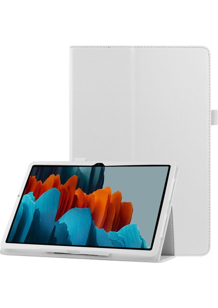 Samsung Galaxy Tab S7 s8 Beyaz Litchi Deri Standlı Shell Tablet Kılıfı (Yurt Dışından)