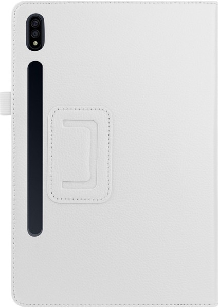 Samsung Galaxy Tab S7 s8 Beyaz Litchi Deri Standlı Shell Tablet Kılıfı (Yurt Dışından)