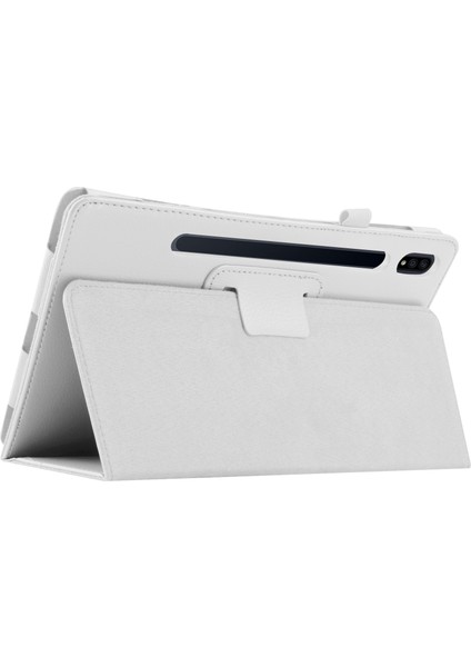 Samsung Galaxy Tab S7 s8 Beyaz Litchi Deri Standlı Shell Tablet Kılıfı (Yurt Dışından)