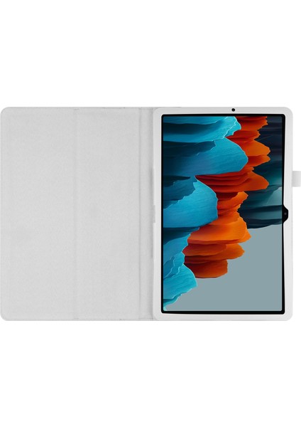 Samsung Galaxy Tab S7 s8 Beyaz Litchi Deri Standlı Shell Tablet Kılıfı (Yurt Dışından)
