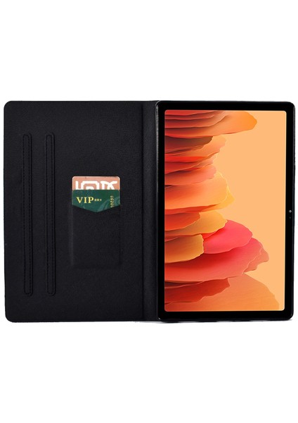 Deri Samsung Galaxy Tab A7 10.4 (2020 2022) T500 T505 Kart Tutucu Örme Şeritli Folio Flip Tablet Kılıfı (Yurt Dışından)