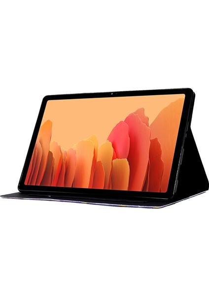 Deri Samsung Galaxy Tab A7 10.4 (2020 2022) T500 T505 Kart Tutucu Örme Şeritli Folio Flip Tablet Kılıfı (Yurt Dışından)