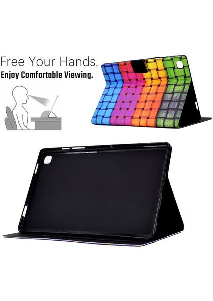 Deri Samsung Galaxy Tab A7 10.4 (2020 2022) T500 T505 Kart Tutucu Örme Şeritli Folio Flip Tablet Kılıfı (Yurt Dışından)