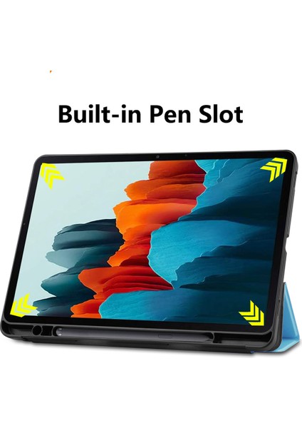 Üç Katlı Stand Pu Deri Akıllı Kalem Yuvası Samsung Galaxy Tab S7 11.0 T870 T875 S8 Tablet Kılıfı (Yurt Dışından)