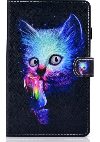 Samsung Galaxy Tab A7 10.4 (2020 2022) T500 LI Kedi Baskı Derisi Kart Tutucu Tablet Kılıfı (Yurt Dışından) fiyatları