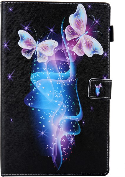 Desen Baskı Deri Kart Tutucu Samsung Galaxy Tab A 10.1 (2019) T510 T515 BUTTERFLY Tablet Kılıfı (Yurt Dışından)