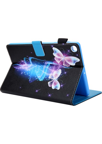 Desen Baskı Deri Kart Tutucu Samsung Galaxy Tab A 10.1 (2019) T510 T515 BUTTERFLY Tablet Kılıfı (Yurt Dışından)